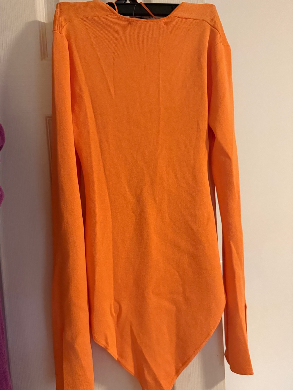 Zara Orange Long-Sleeve One-Piece Bodysuit with Tie Back - Picture 4 of 4